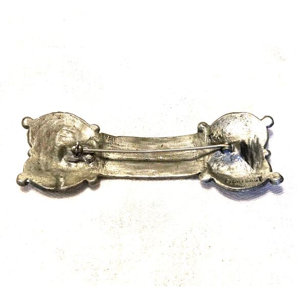 Vintage Celtic Brooch Pewter Gray Signed Artcast Shawl Scarf Statement Pin - Picture 5 of 6